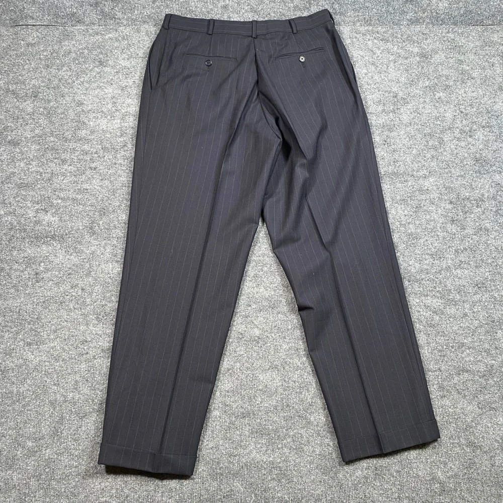 Brooks Brothers 346 Mens Pinstripe Pleated Cuffed Wool Stretch Dress Pants 40x31